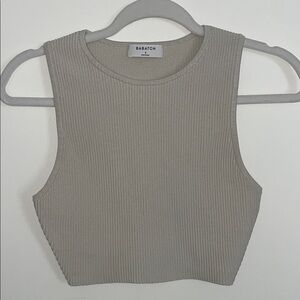 Aritzia Babaton Ribbed Crop Top in Beige | S